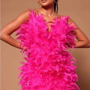 Vibrant Pink Feathered Dress